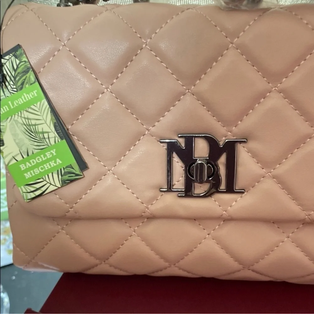 Badgley Mischka Quilted Blush Pink Messenger/Crossbody Bag